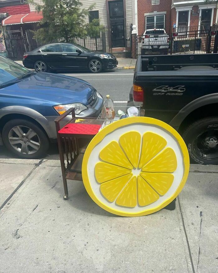 Is The Giant Lemon Slice Attached To The Bar Cart, Orrrr Just An Added Bonus?! You Tell Us! On Central Near Willoughby In Bushwick