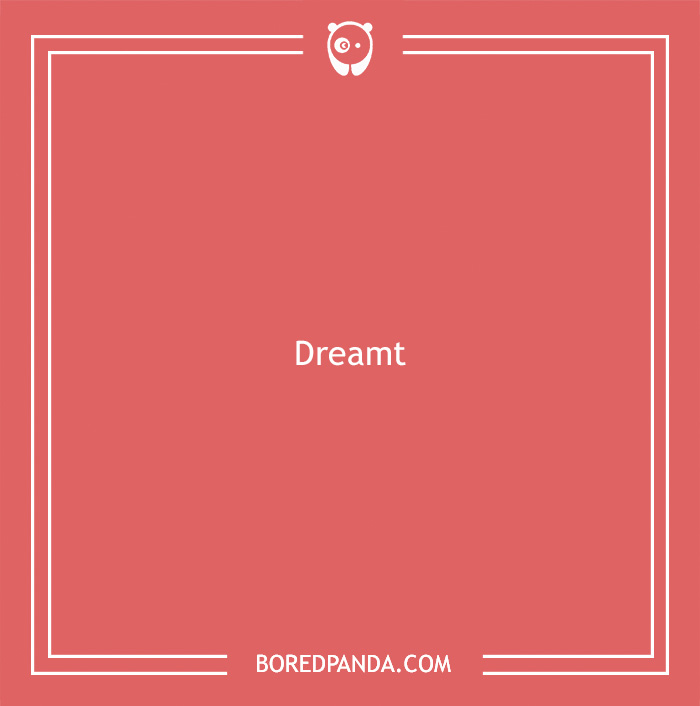 White word "dreamt" on a red background
