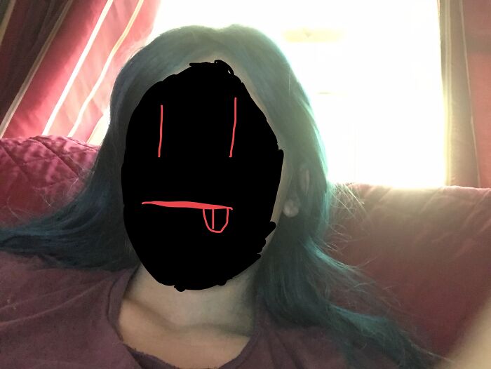 Idk If This Counts But I Dyed My Hair Blue, You Can’t See It In The Picture But For The First Like Week Of School Part Of My Face Was Blue