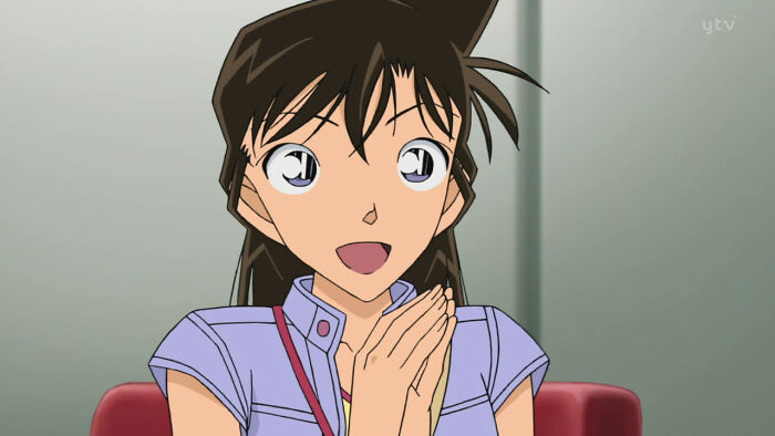 Ran Mouri from Detective Conan looking surprised