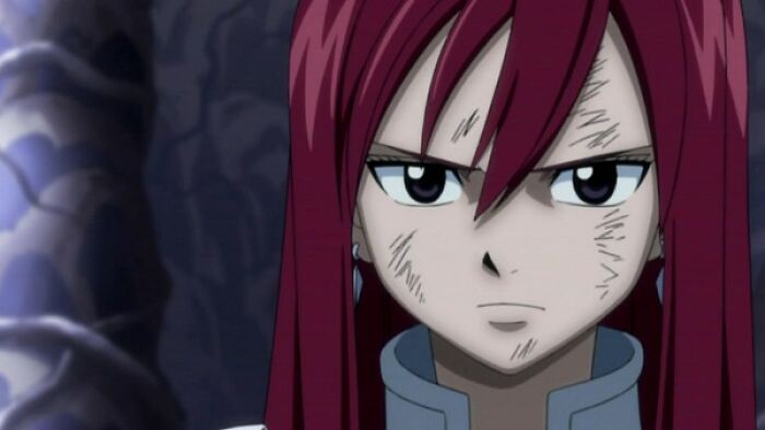 Erza Scarlet from Fairy Tail looking angry