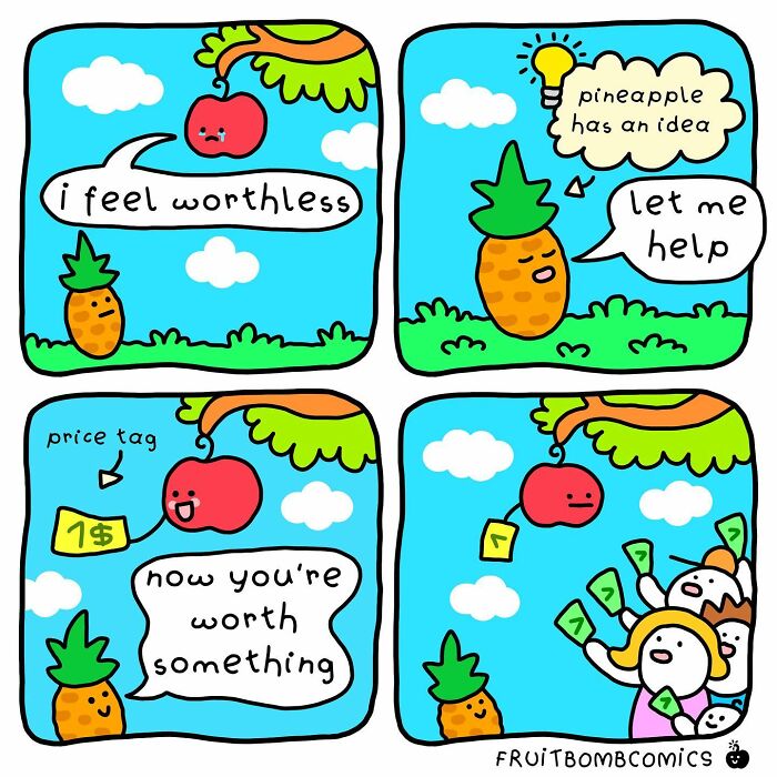 A comic about an apple that thinks it's worthless