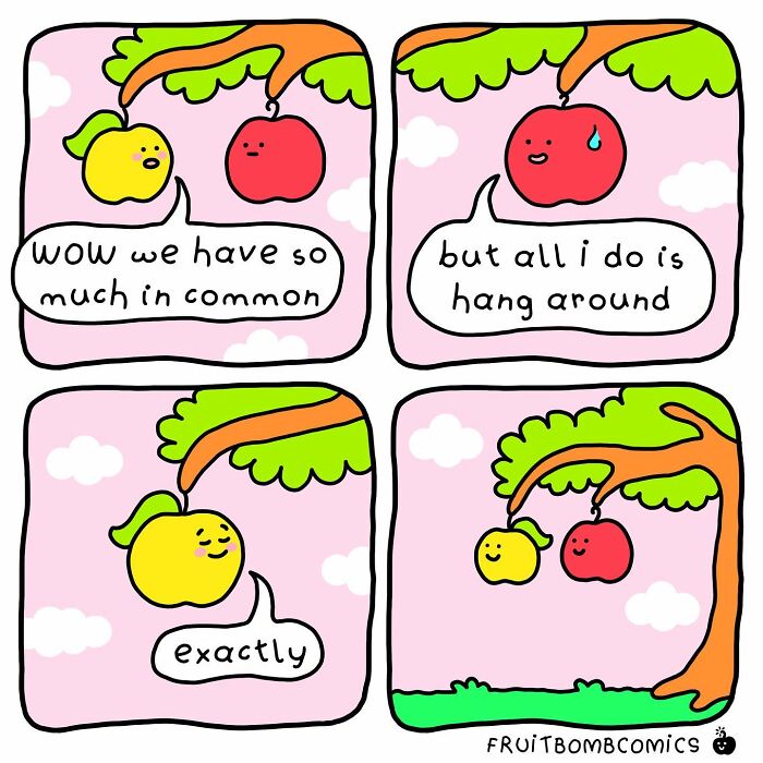 A comic about two apples having a lot in common