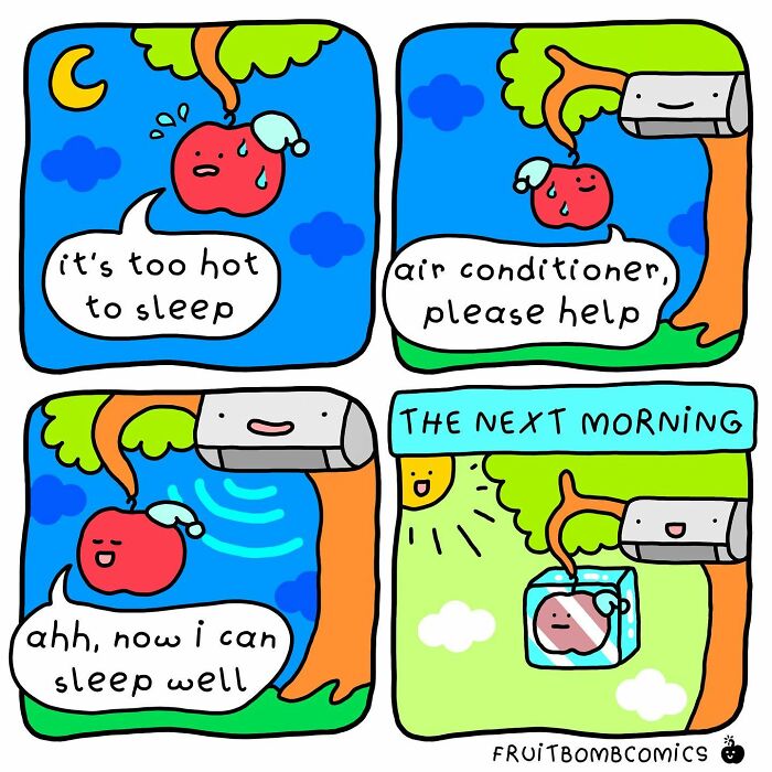 A comic about an air conditioner and an apple