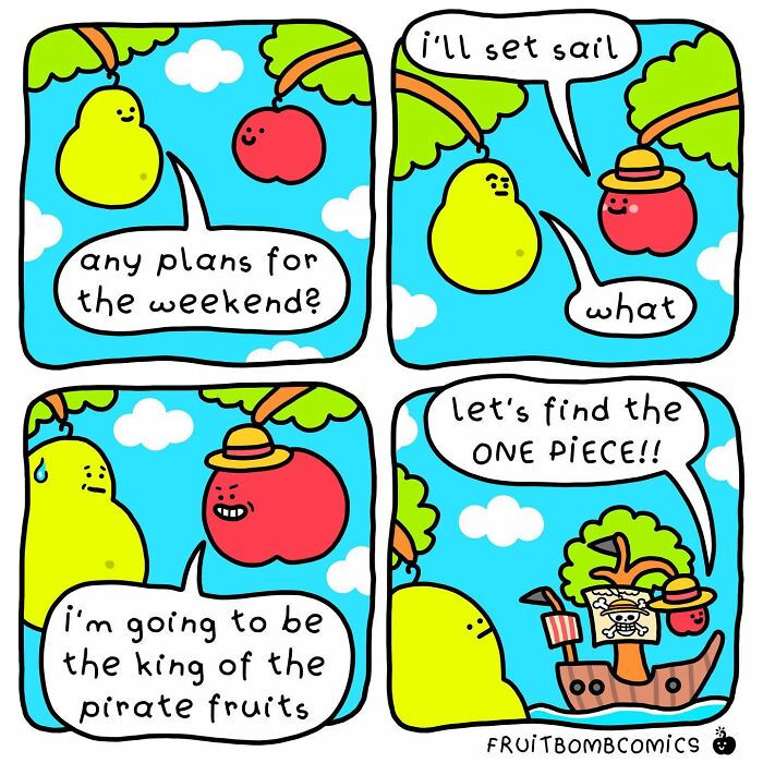 A comic about weekend plans for an apple
