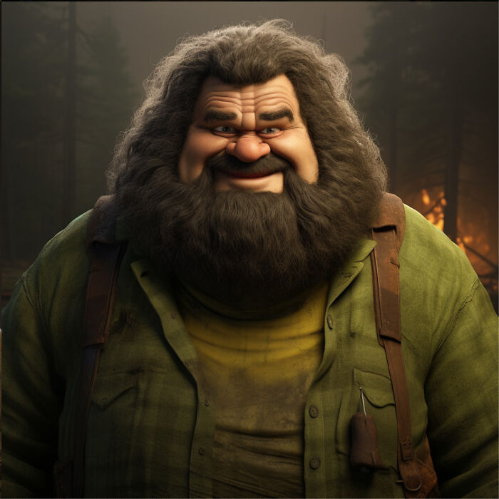 Rubeus Hagrid in the animation style of DreamWorks