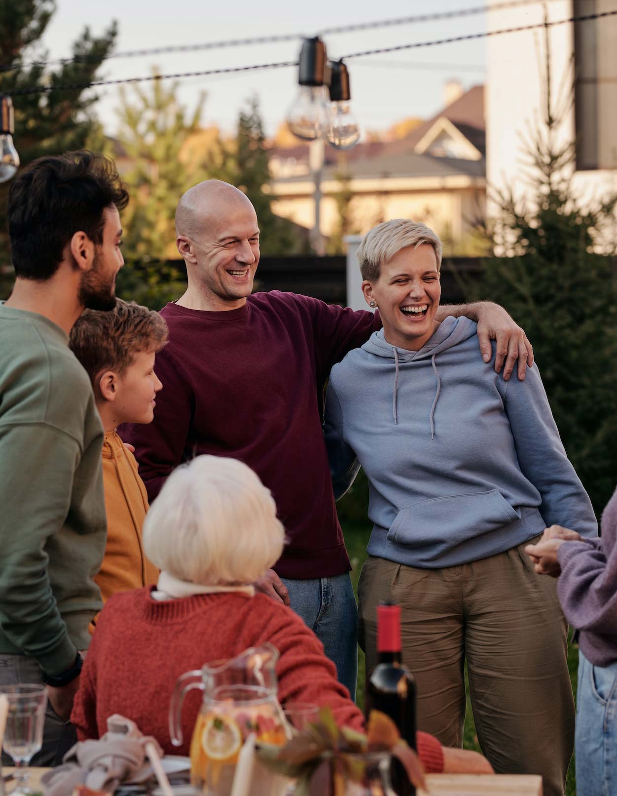 Happy family outside the house Happy family outside the house