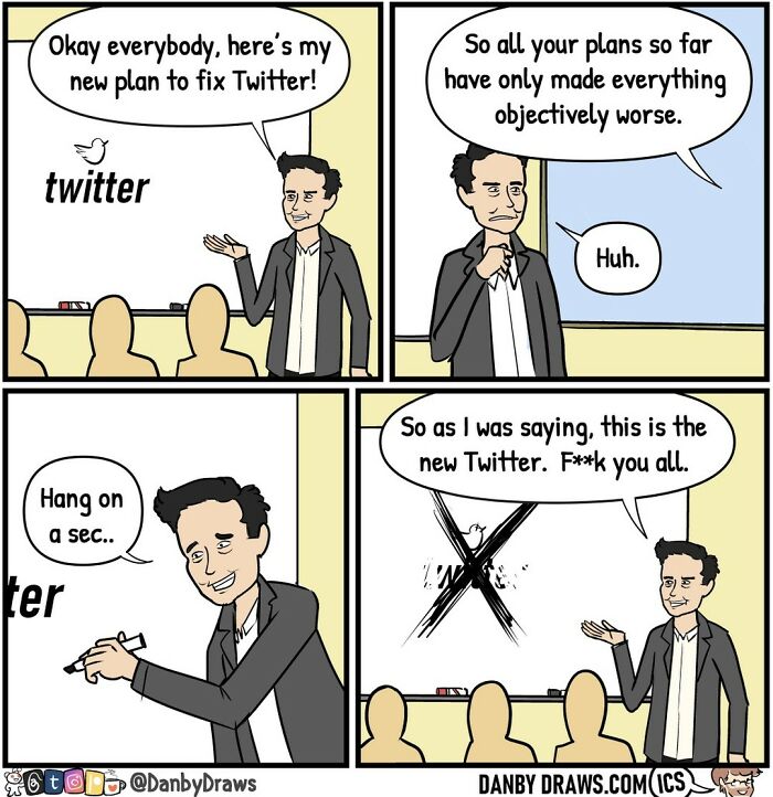 Funny comic about Twitter and Elon