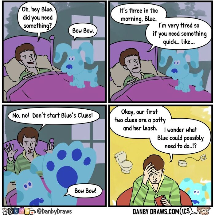 Funny comic about a Blue dog
