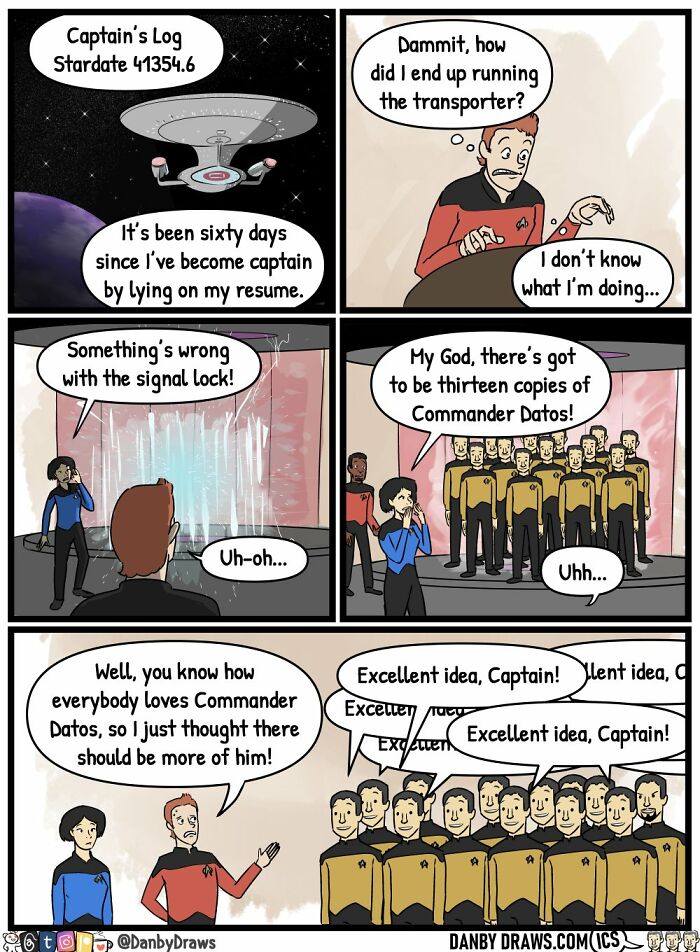 Funny comic about spaceship captain that lied on his resume