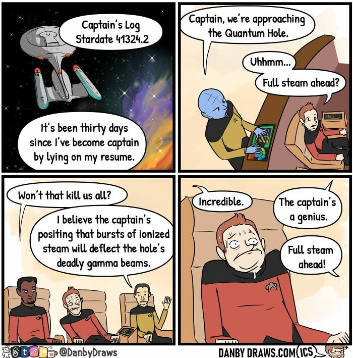 Funny comic about spaceship captain that lied on his resume