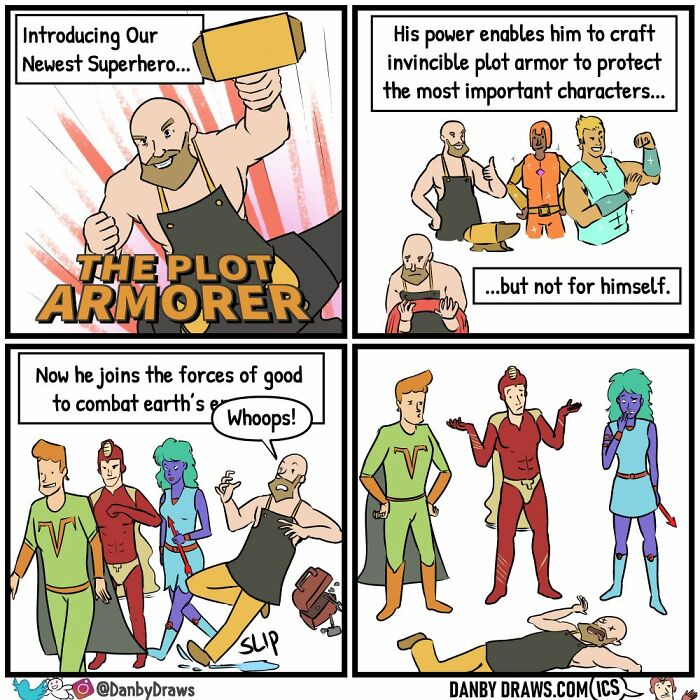 Funny comic about a superhero who can craft invincible armor