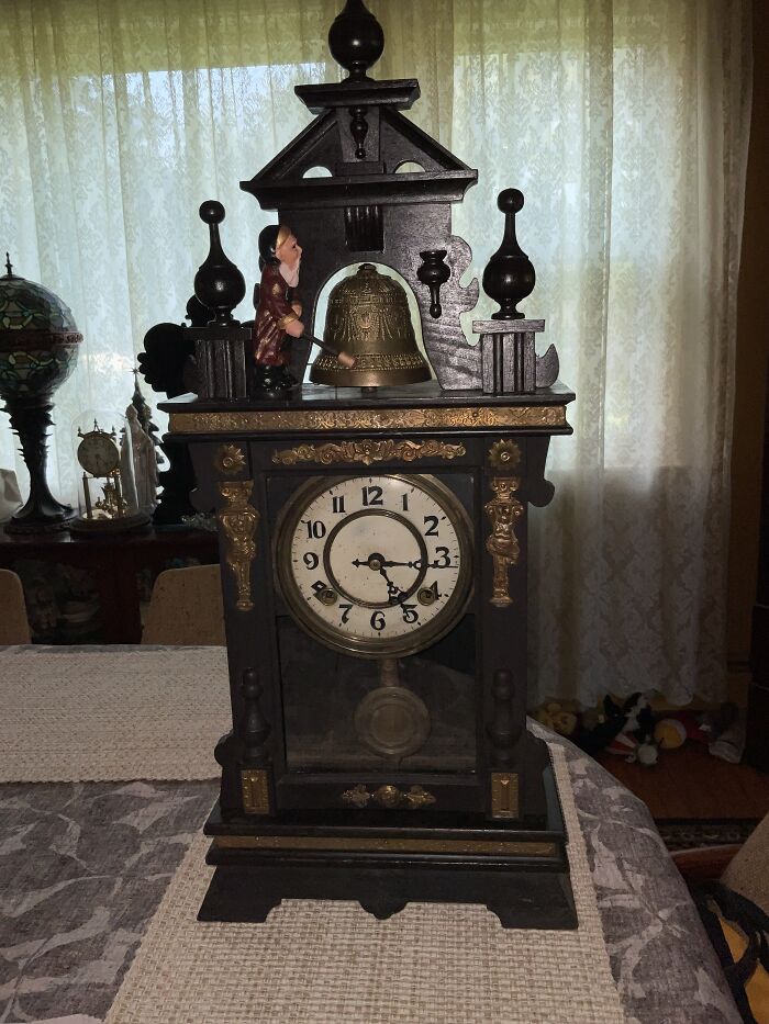 My Antique Automatronic Mantle Clock The Little Monk Strikes The Bell On The Hours And Half Hours