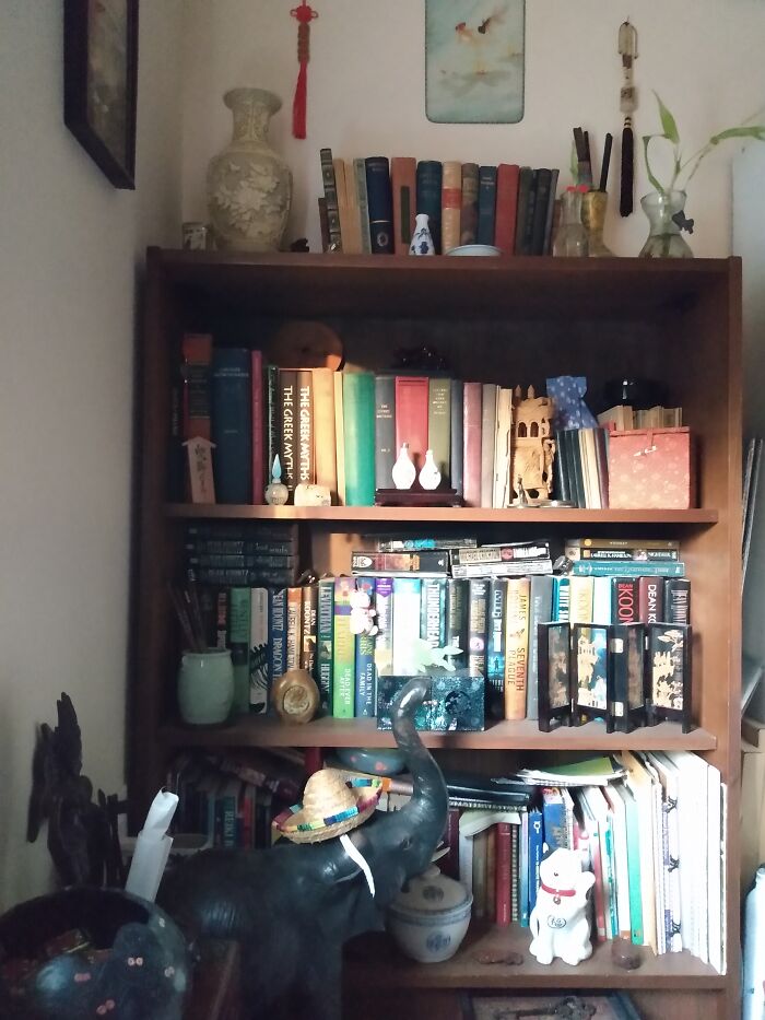 A Little Bit Of Everything. Stuff From Around The World. China, Japan, Africa, Egypt, Wales, Turkey, India, France, And Oscar The Elephant With His Sombrero On