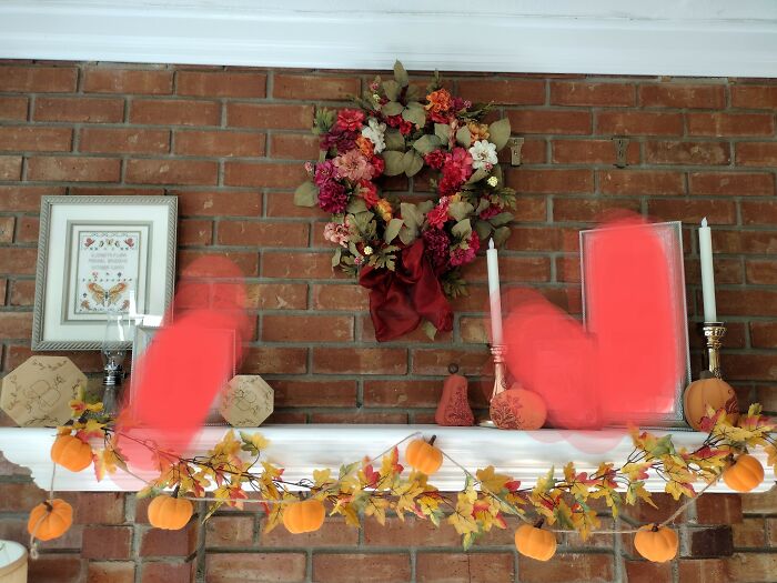 Fall Mantle. Sorry About The Red Part, But It's Wedding Pictures And The World.doesnt.need To See Them