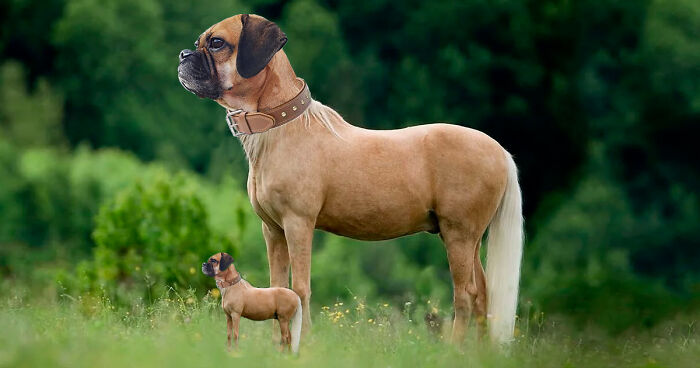 My Puppper's Head On A Horse Body And Her Mini Me