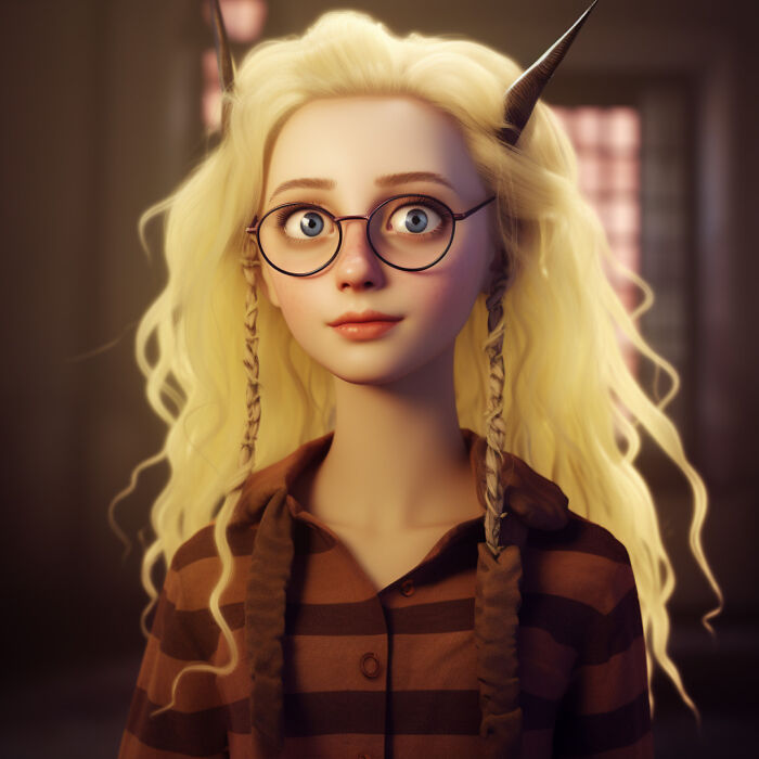 Luna Lovegood in the animation style of DreamWorks