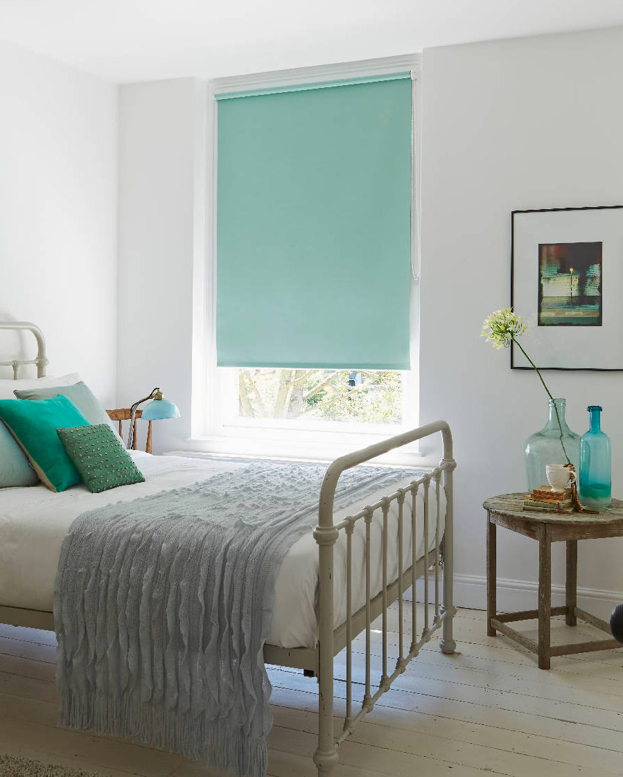 Mint green bedroom blinds