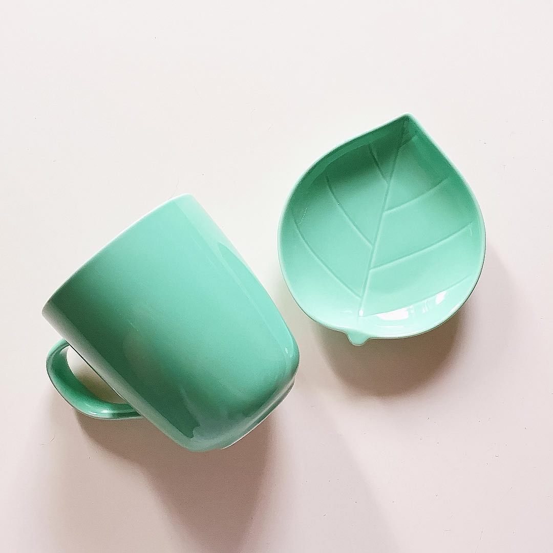 Mint green mug and plate