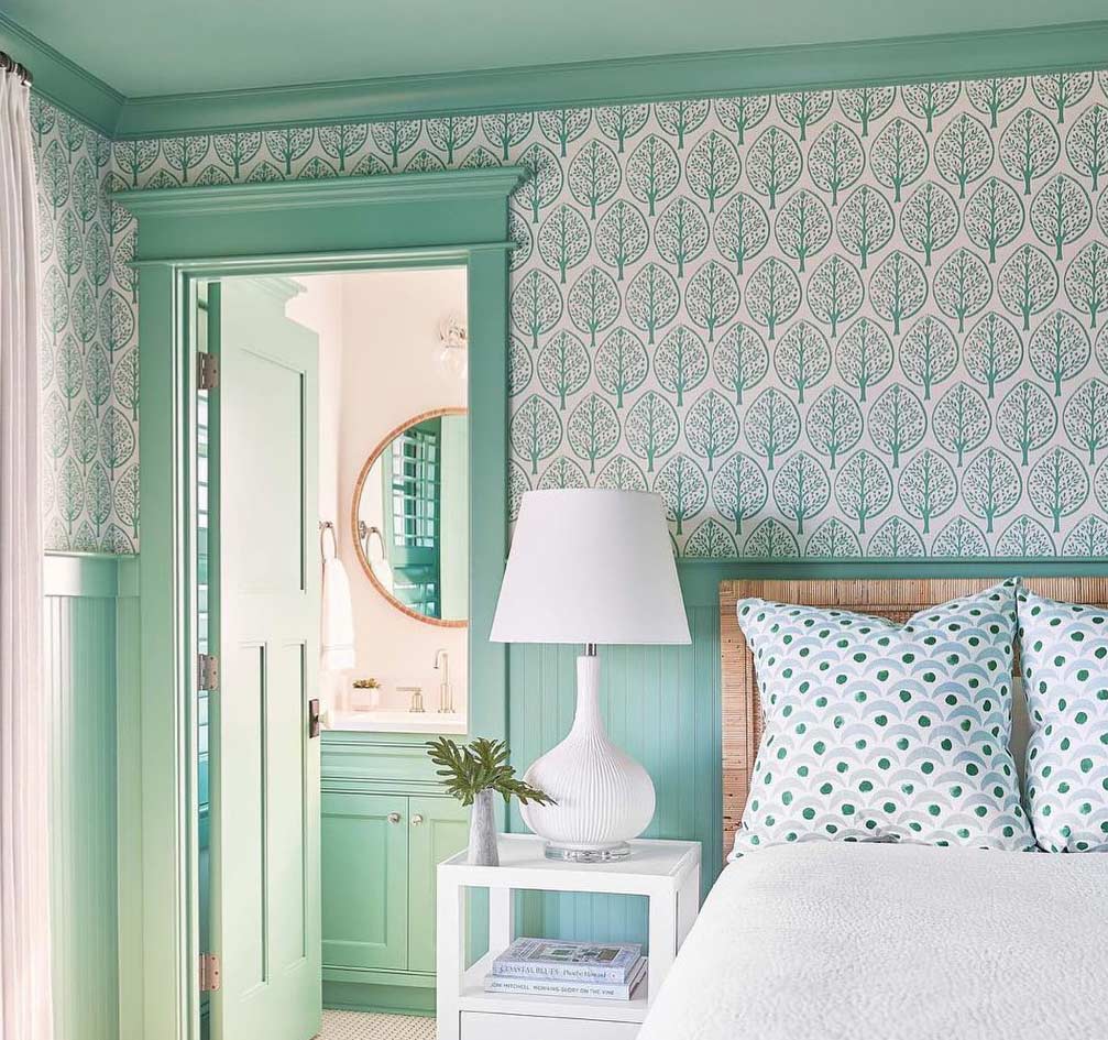 Mint green bedroom wallpaper
