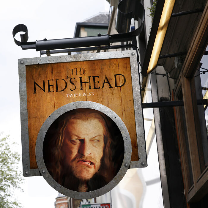 "The Ned's Head" pub sign, inspired by "Game of Thrones"