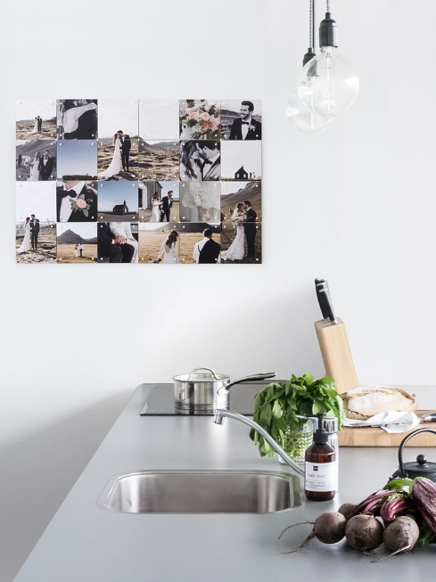 Photo collage wall kitchen decor