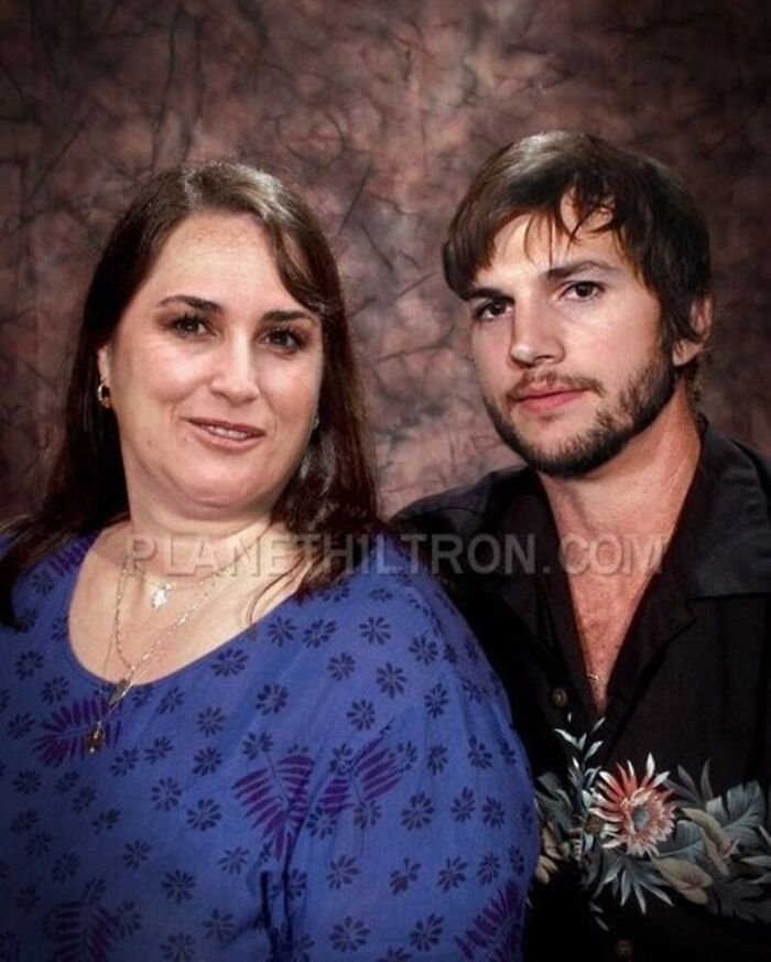 Ashton Kutcher And Demi Moore photoshopped to look like ordinary people