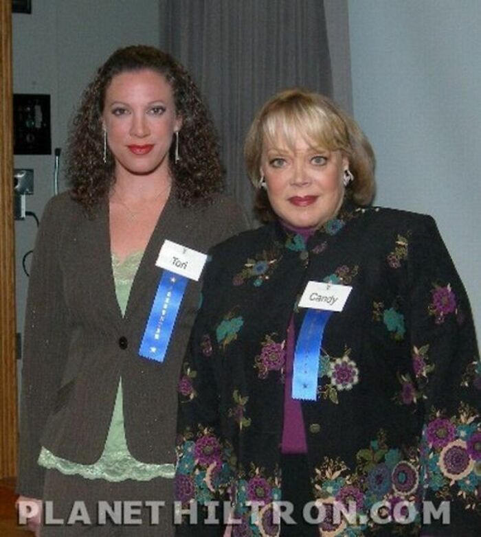 Tori And Candy Spelling photoshopped to look like ordinary people