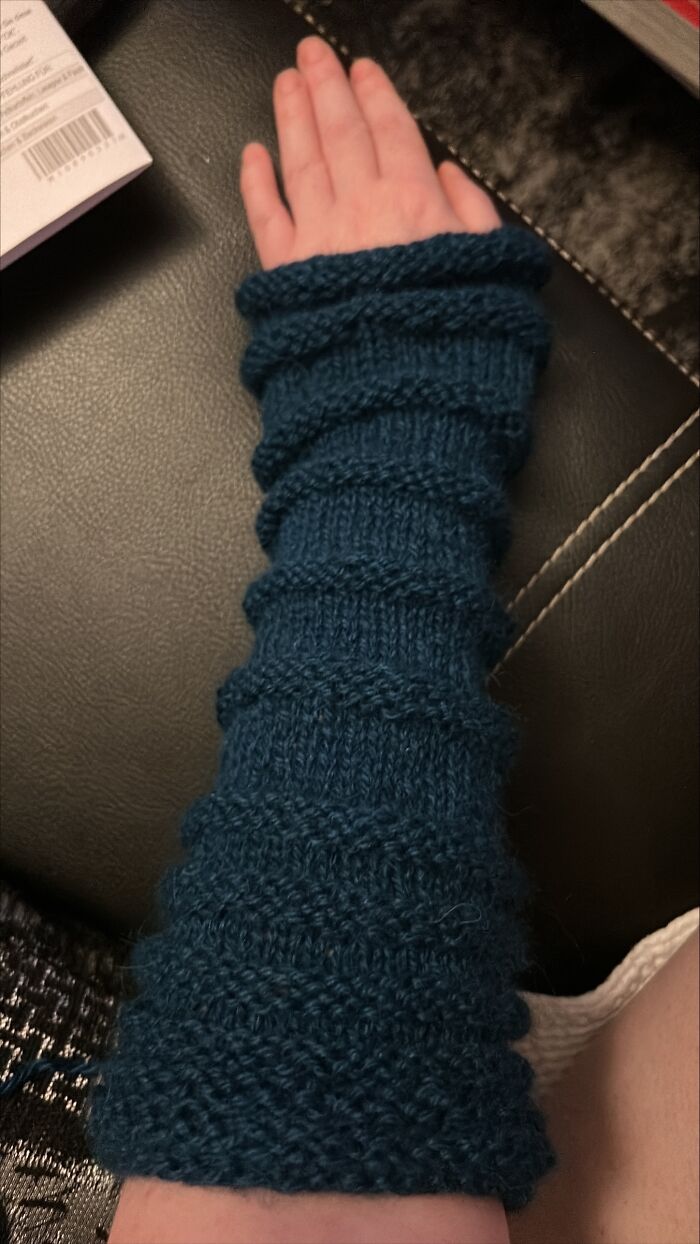 Wrist Warmers Knitted From Alpakawool In Petrol