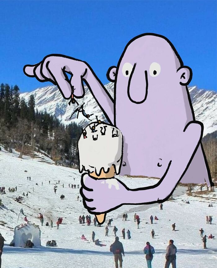 This Artist Continues To Combine His Cartoons With Someone's Snapshot (New Pics)