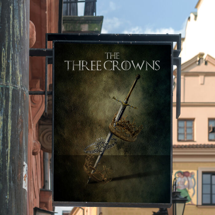 "The Three Crowns" pub sign, inspired by "Game of Thrones"