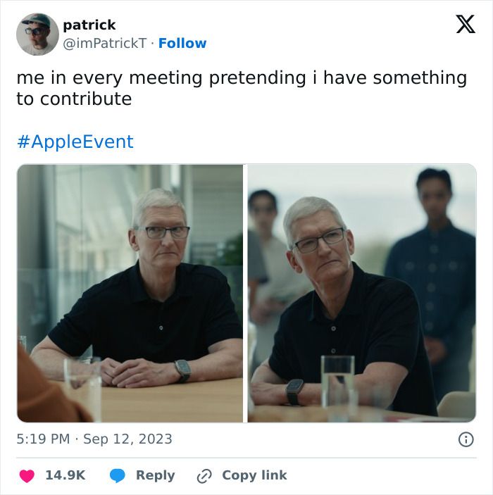 Tom Cook in Apple Meeting Pretending