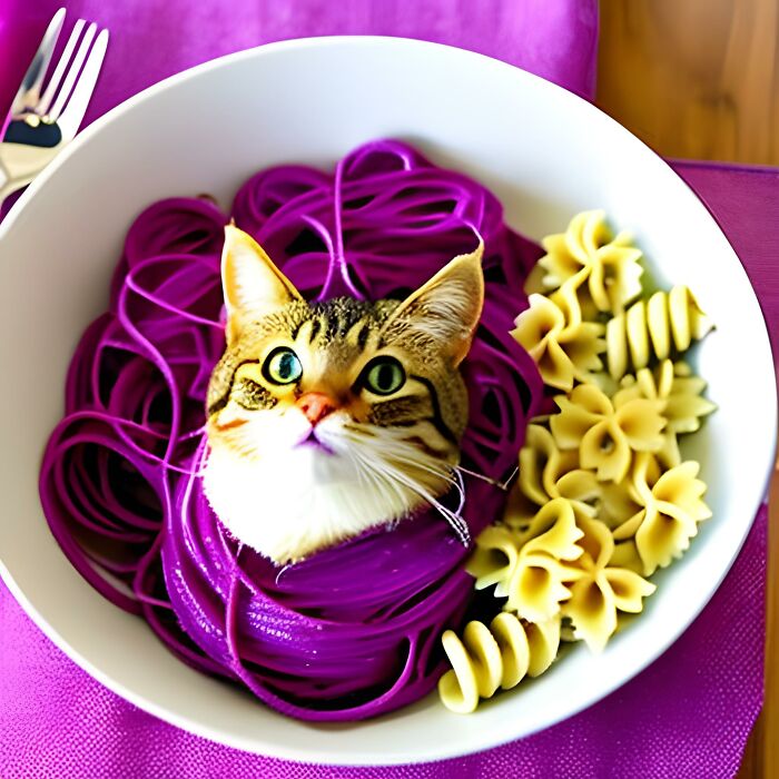 "Purple Cat Pasta Birthday"
