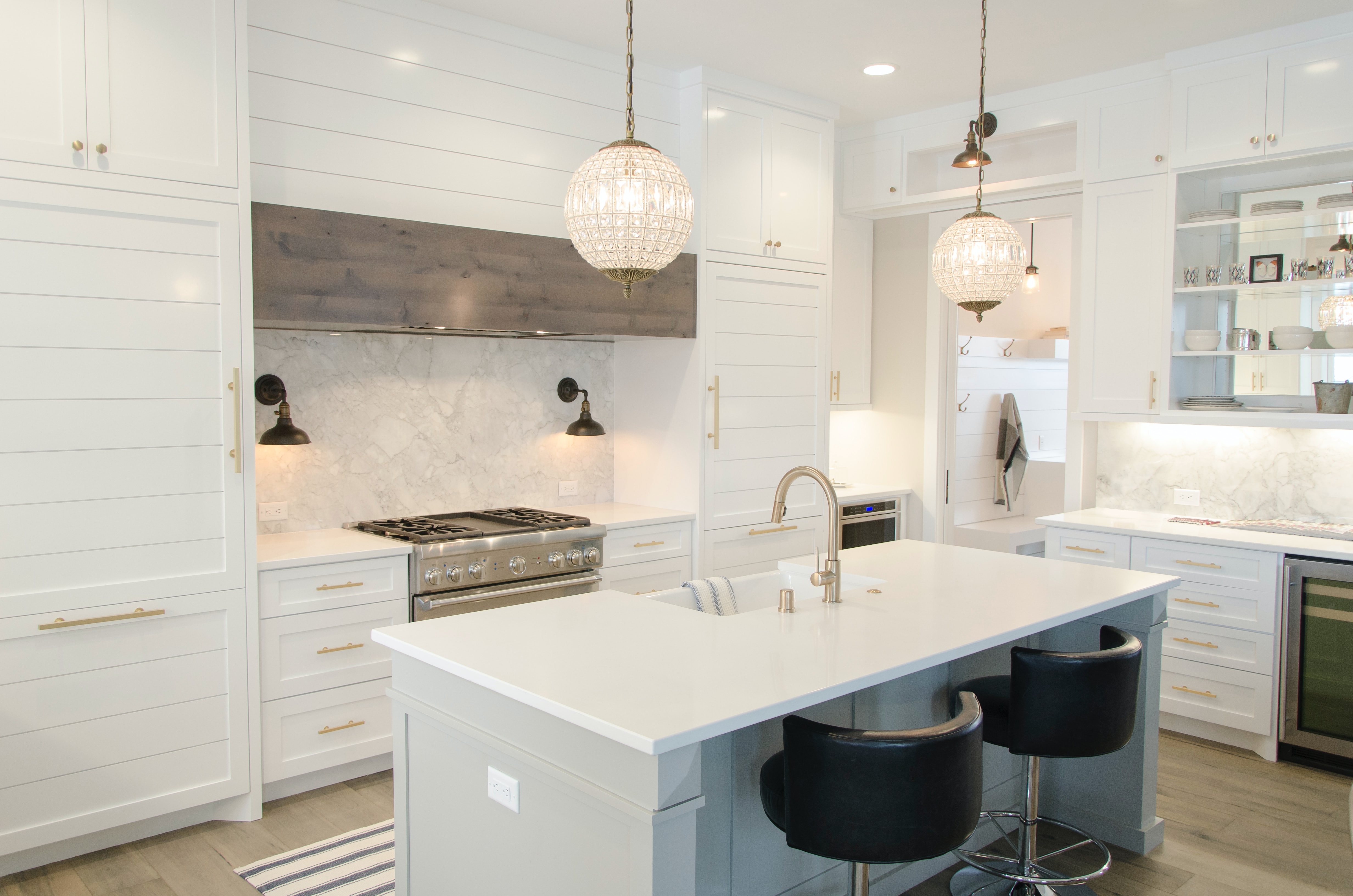 White kitchen room set with motifs