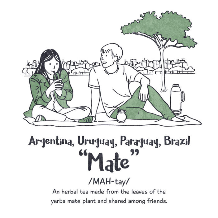 A couple having a picnic and drinking mate