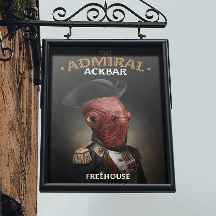 "The Admiral Ackbar" pub sign, inspired by "Star Wars"