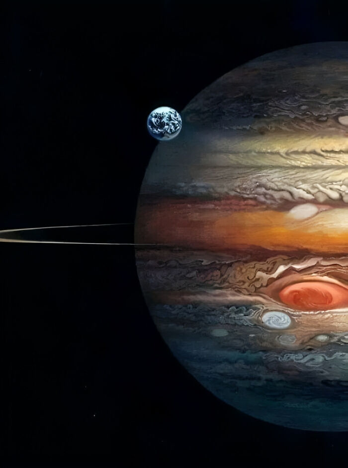 A Visual Representation Of Size Of Jupiter Compared To Earth