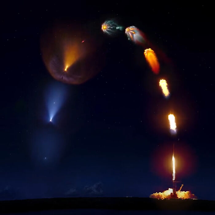 This Insane, 💯 Real Video Of The @spacex Inspiration4 Launch Is Made Of Multiple Telescope Tracking Shots, Created By The Talented Mars Scientific Group — Perfectly Showcasing What A #falcon9 Rocket Launch Looks Like After Sunset