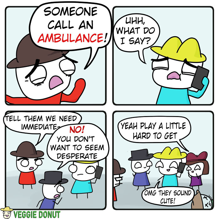 Comics About A Pair Of Friends Calling An Ambulance veggiedonut