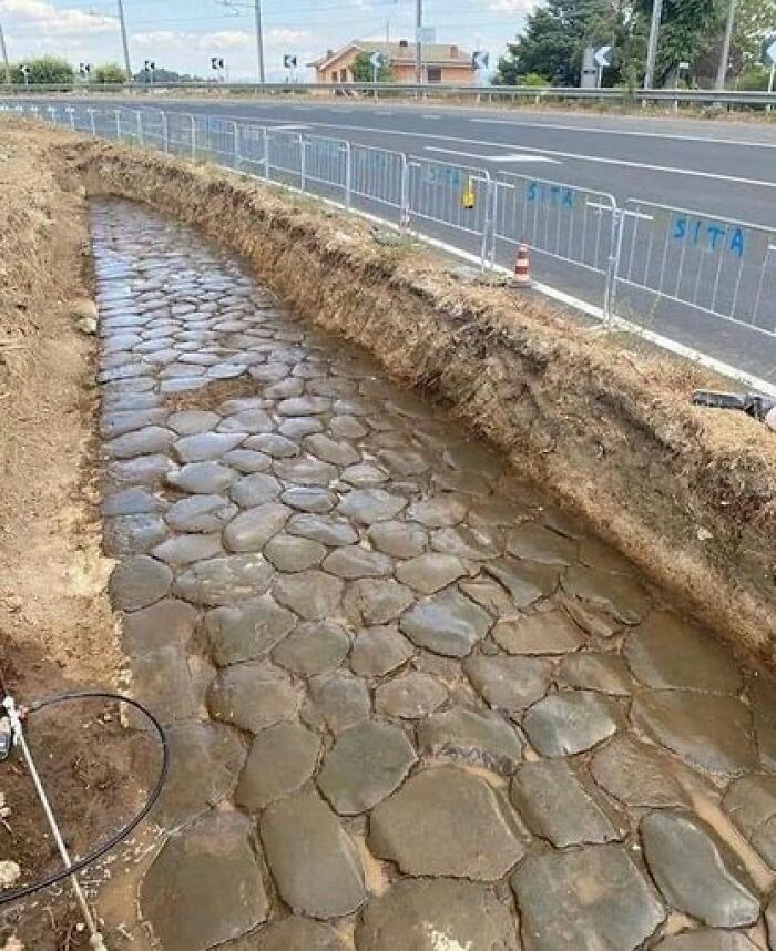 Outside The City Of Rome, Sections Of The Ancient Roman Road, Via Flaminia, Have Been Unearthed Through Excavation Efforts