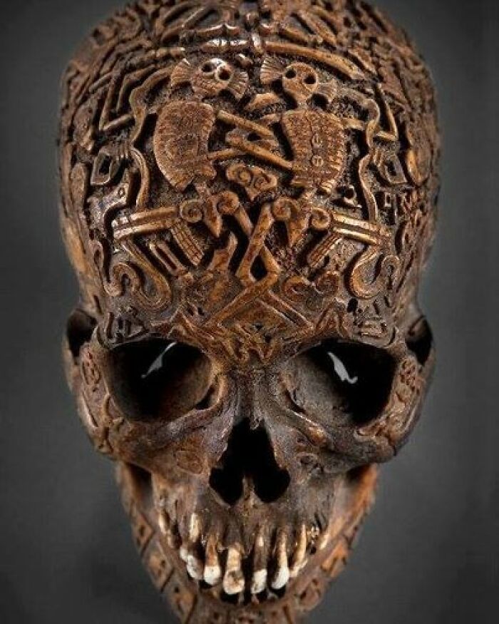Despite The Combined Efforts Of Various Experts And Institutions Such As The Institute For Tibetan And Buddhistic Studies In Vienna, The Museum Of Natural History Vienna, And The Völkerkunde Museum, The Origin Of This Particular Skull Remains Shrouded In Mystery. While The Majority Of The Symbols Adorning The Skull Have Been Deciphered, Only A Single Individual Had Prior Knowledge Of A Similar Artifact. According To A Tibetan Khenpo, A Learned Monk-Professor, Such Skulls Were Intricately Carved In Ancient Times With The Purpose Of Either Dispelling A Curse Afflicting A Family Or Guiding The Soul Of A Misguided Individual Onto The Path Of Righteousness. The Elusive Nature Of This Skull's Origins, Coupled With Its Enigmatic Symbolism And Purpose, Adds An Air Of Intrigue And Fascination To Its Existence. Despite The Collective Expertise And Diligent Research Of Numerous Institutions, This Extraordinary Artifact Continues To Defy A Definitive Explanation, Leaving Room For Further Exploration And Speculation. "Engraved In The Forehead Are The Citipati, Also Known As "Lords Of The Graveyard". They Are Depicted In The "Bow And Arrow"-Posture (Elbows And Knees Intertwined) Which Refers To The Highest Grade Of The Outer Tantra. The Monk Who Teaches In The "Institut Für Tibet- Und Buddhismuskunde", Punchok Namgal, Told Me That There Are Seven Tantric Levels. 3 Levels Of The Outer, And 4 Levels Of The Inner Tantra. On The Highest Grade Of The Inner Tantra, The Skeletons Would Be Depicted Copulating." - Klemens Hartl