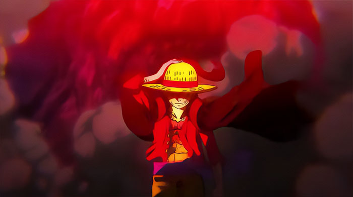 Monkey D. Luffy in red background