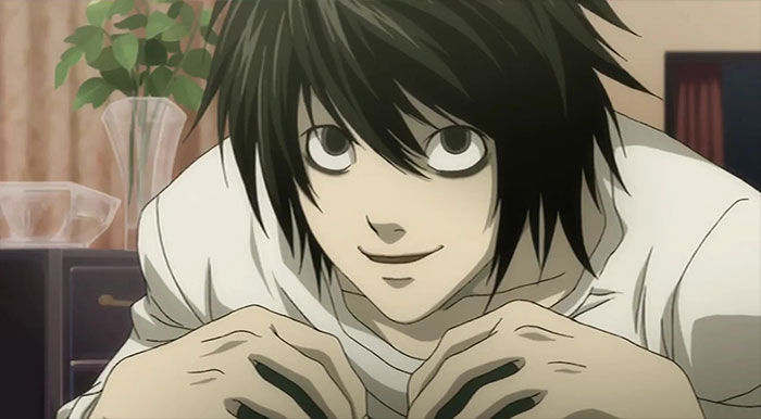 L Lawliet looking up