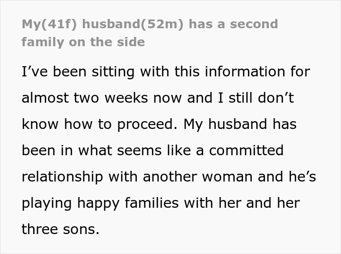 “I Can Barely Focus”: Woman Learns That Her Husband Has Been Raising A Family On The Side