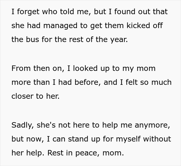 Mom Calls The Bus Coordinator To Make Sure Daughter's Bullies Can’t Use The Same Bus For A Year Mom Calls The Bus Coordinator To Make Sure Daughter's Bullies Can’t Use The Same Bus For A Year
