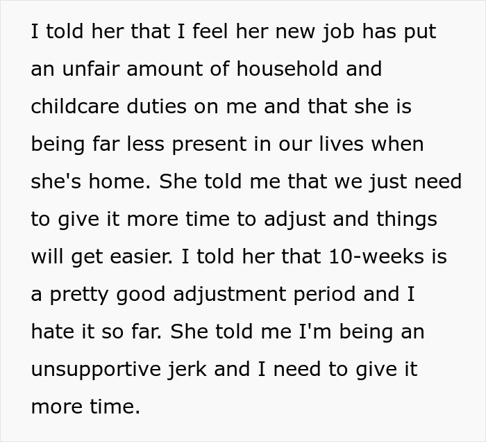 “Unfair Amount Of Duties”: Wife’s New Job Puts Strain On The Household “Unfair Amount Of Duties”: Wife’s New Job Puts Strain On The Household