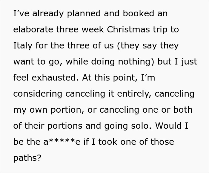 “I Just Feel Exhausted”: Woman’s Mulling Over Canceling Xmas Trip After Zero Help From Family “I Just Feel Exhausted”: Woman’s Mulling Over Canceling Xmas Trip After Zero Help From Family