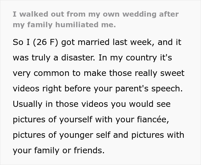 Bride Sobs After “Degrading” Pictures Get Shown At Wedding, Walks Out After Mom’s Speech Bride Sobs After “Degrading” Pictures Get Shown At Wedding, Walks Out After Mom’s Speech
