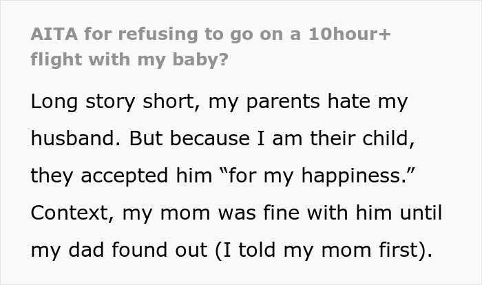 Woman Infuriates Her Parents By Not Going On A 10-Hour Flight So They Can See Their Grandbaby Woman Infuriates Her Parents By Not Going On A 10-Hour Flight So They Can See Their Grandbaby