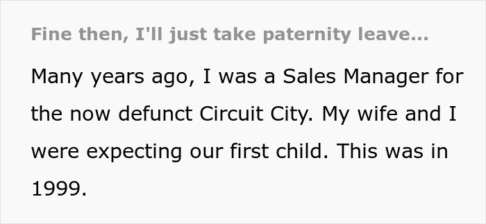 Boss Regrets Not Giving New Dad 1 Week Off After He Says He'll Be Taking 12 Boss Regrets Not Giving New Dad 1 Week Off After He Says He'll Be Taking 12